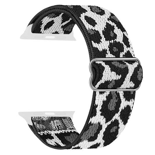 For Apple Watch 38 / 40 / 41 / S10 42mm xDfind Adjustable Slide Buckle Elastic Nylon Watch Band(Grey White Leopard) by xDfind
