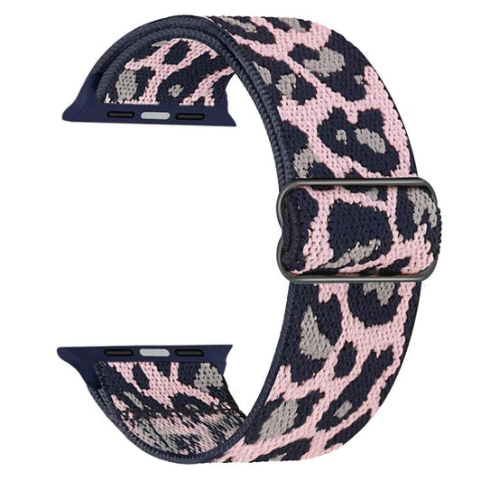 For Apple Watch 38 / 40 / 41 / S10 42mm xDfind Adjustable Slide Buckle Elastic Nylon Watch Band(Blue Leopard) by xDfind