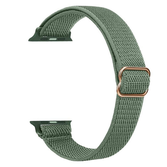 For Apple Watch 42 / 44 / 45 / 46 / 49mm xDfind Ladder Buckle Small Waist Elastic Nylon Watch Band(Pine Needle Green) by xDfind