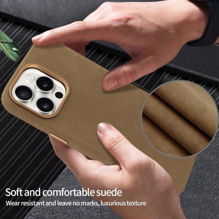 For iPhone 16 Pro VIETAO Suede MagSafe PU Leather Phone Case(Dark Brown) by VIETAO