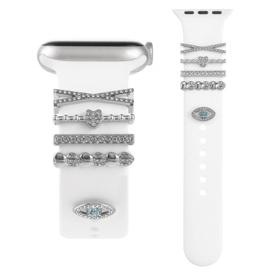 Smart Watch Band Decorative Ring Metal Accessories(Silver Heart Eyes) by bashfashion