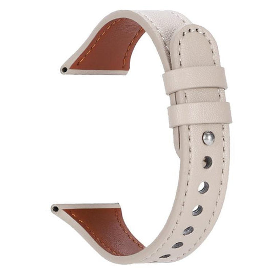 20mm xDfind Double Ring Single Rivet Genuine Leather Watch Band(White) by xDfind