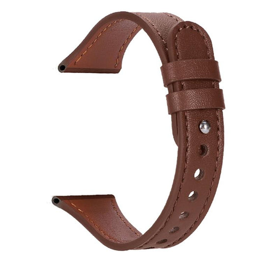 22mm xDfind Double Ring Single Rivet Genuine Leather Watch Band(Dark Brown) by xDfind