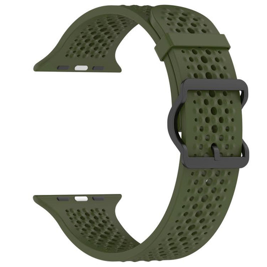 For Apple Watch 38 / 40 / 41 / S10 42mm xDfind Breathable Silicone Watch Band(Army Green) by xDfind