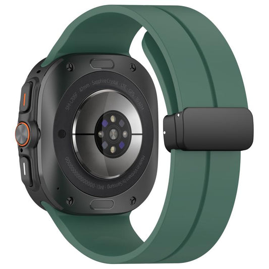 For Samsung Galaxy Watch Ultra / Ultra 2025 xDfind Flat Head Groove Folding Black Buckle Silicone Watch Band(Pine Green) by xDfind