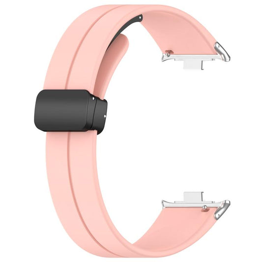 For Xiaomi Band 9 Pro/8 Pro/Redmi Watch 6/5/4 xDfind Flat Head Groove Folding Black Buckle Silicone Watch Band(Light Pink) by xDfind