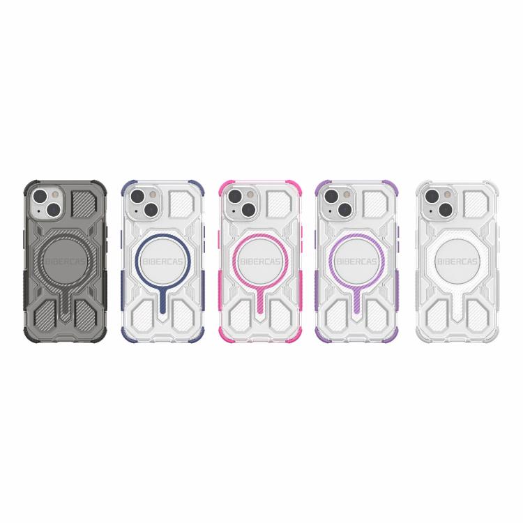 For iPhone 13 / 14 BIBERCAS Transparent Color Series MagSafe Air Bag Shockproof Phone Case(Purple) by BIBERCAS
