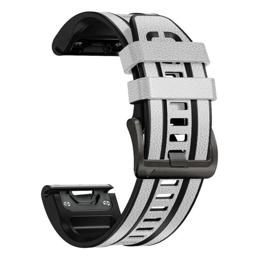 For Garmin 26mm xDfind Leather Skin Silicone Quick Release Watch Band(White) by xDfind