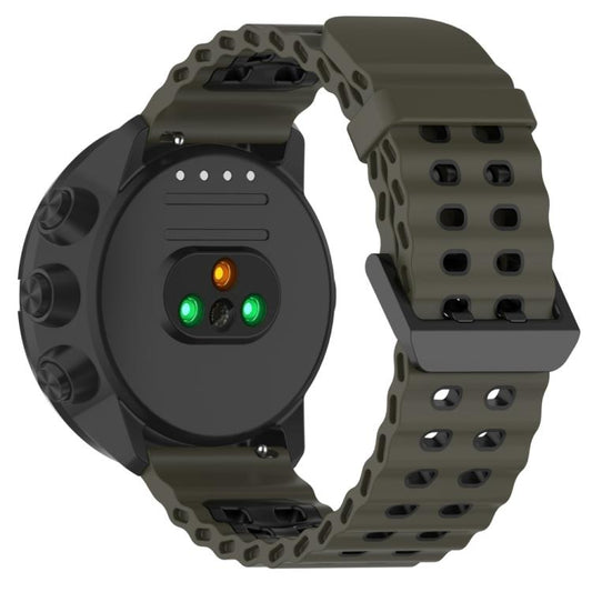 For Suunto 9 / 7 / Spartan Sport xDfind Ocean Dual Pin Buckle Silicone Watch Band(Army Green Black) by xDfind