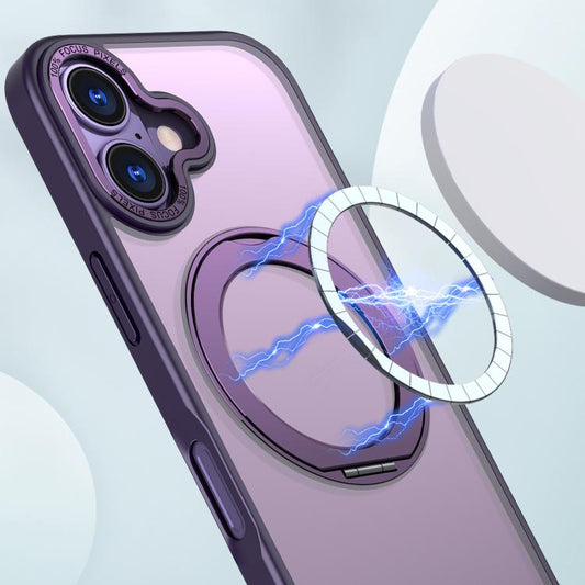 For iPhone 17 kalebol MagSafe Metal Ring Holder Phone Case(Dark Purple) by Kalebol