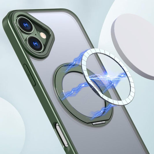 For iPhone 16 Plus kalebol MagSafe Metal Ring Holder Phone Case(Green) by Kalebol