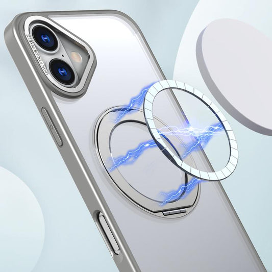 For iPhone 16 kalebol MagSafe Metal Ring Holder Phone Case(Titanium Gray) by Kalebol