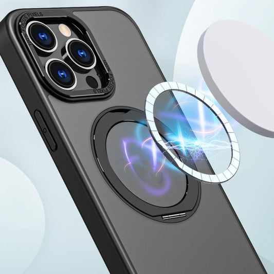 For iPhone 16 Pro Max kalebol MagSafe Metal Ring Holder Phone Case(Black) by Kalebol