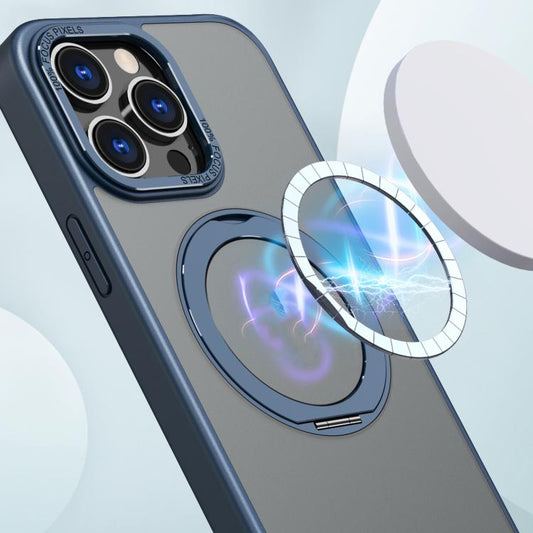 For iPhone 16 Pro Max kalebol MagSafe Metal Ring Holder Phone Case(Blue) by Kalebol