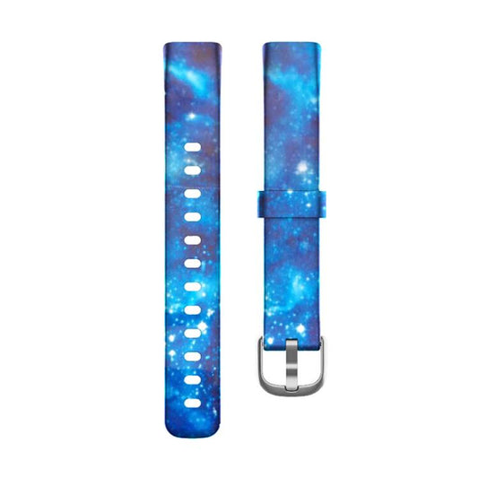 xDfind Silver Buckle Painting Silicone Watch Band For Fitbit Luxe, Size:S(Blue Starry Sky) by xDfind