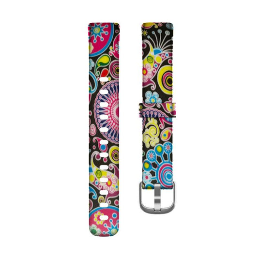 xDfind Silver Buckle Painting Silicone Watch Band For Fitbit Luxe, Size:L(Peacock) by xDfind