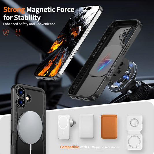 For iPhone 17 kalebol Metal 360 Degree Rotation Holder MagSafe Phone Case(Black) by Kalebol