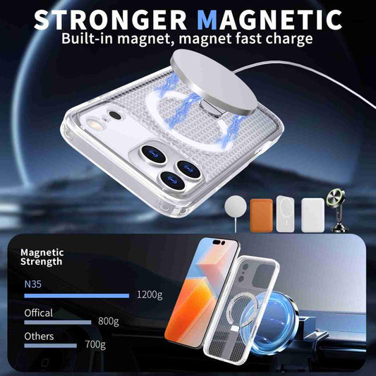 For iPhone 17 Pro kalebol Honeycomb Cooling MagSafe Holder Phone Case(Frosted Transparent) by Kalebol