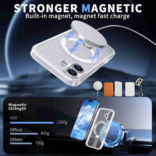 For iPhone 17 kalebol Honeycomb Cooling MagSafe Holder Phone Case(Frosted Transparent) by Kalebol