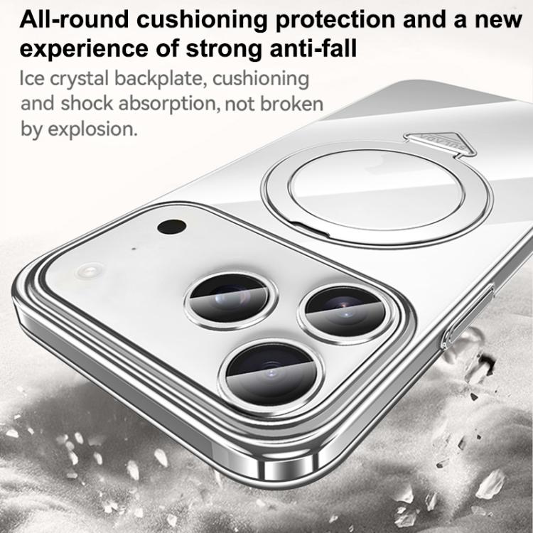 For iPhone 17 Pro Max SULADA Electroplated Transparent MagSafe Holder Phone Case(Silver) by SULADA