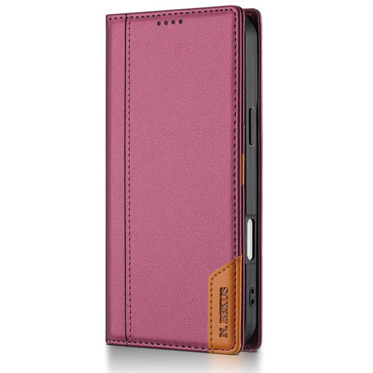 For iPhone 17 N.BEKUS P3 RFID Stitching Magnetic Flip Leather Phone Case(Wine Red) by N.BEKUS