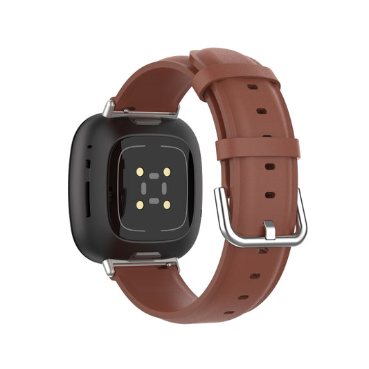 For Fitbit Versa 3 / Fitbit Sense Round Tail Leather Watch Band, Size: Free Size(Brown) by bashfashion
