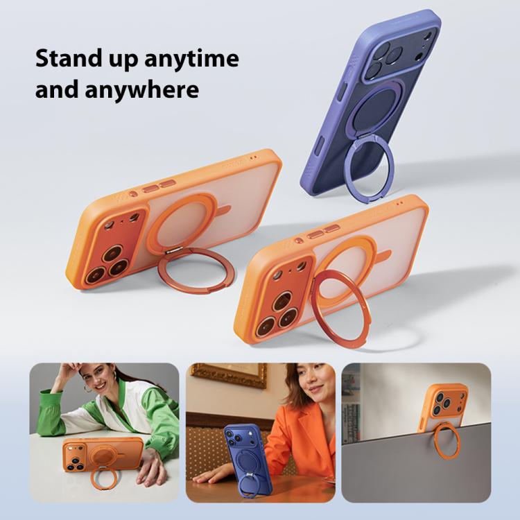 For iPhone 17 Pro Max MOMAX Magsafe Magnetic Metal Rotating Holder Phone Case(Orange) by MOMAX