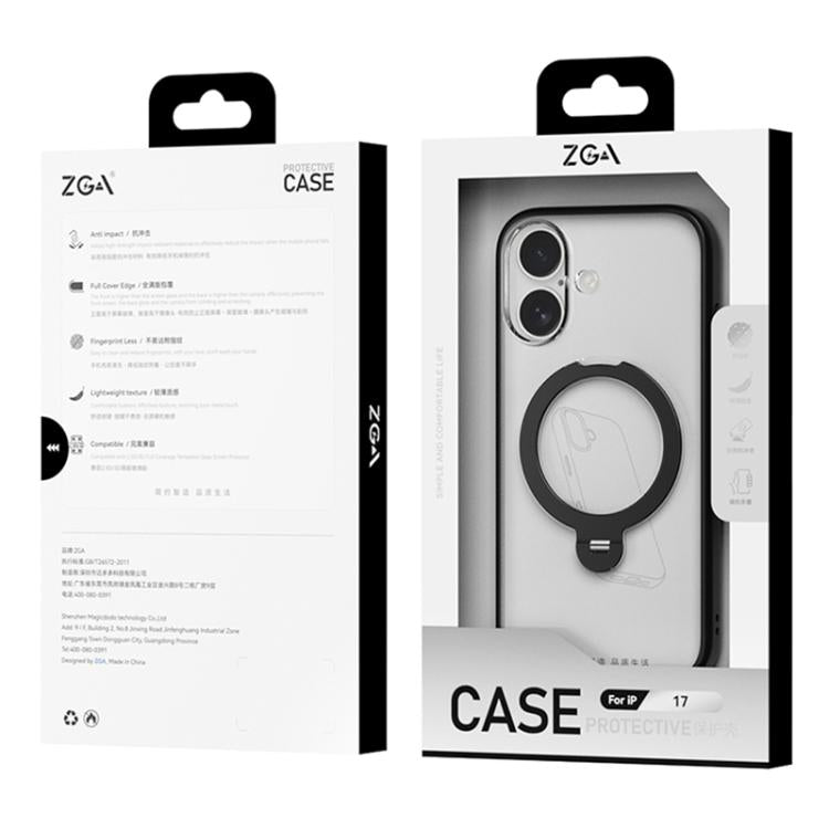 For iPhone 17 Pro ZGA 360 Pivot Holder Magsafe PC Hybrid TPU Phone Case(Blue) by ZGA
