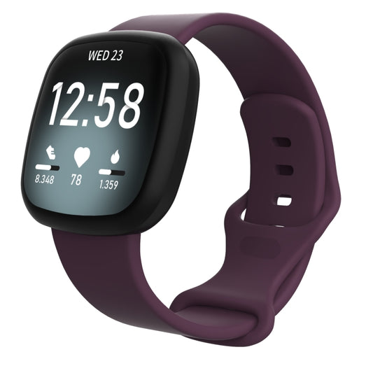 For Fitbit Versa 4 / Versa 3 / Sense 2 / Sense Silicone Watch Band, Size: L(Deep Purple) by bashfashion