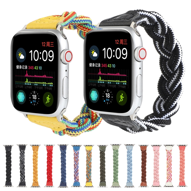 Elastic Woven Watch Band For Apple Watch Series 9&8&7 41mm / SE 3&SE 2&6&SE&5&4 40mm / 3&2&1 38mm, Length:120mm(Black White) by bashfashion