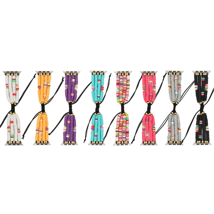 Bohemian Style Soft Ceramic Beaded Strap For Apple Series 7 41mm / 6 & SE & 5 & 4 40mm / 3 & 2 & 1 38mm(Purple) by bashfashion