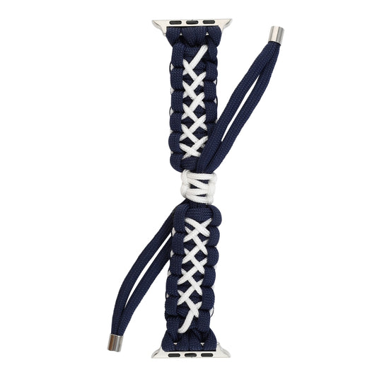Braided Umbrella Cord Strap For Apple Series 7 41mm / 6 & SE & 5 & 4 40mm / 3 & 2 & 1 38mm(Royal Blue White) by bashfashion