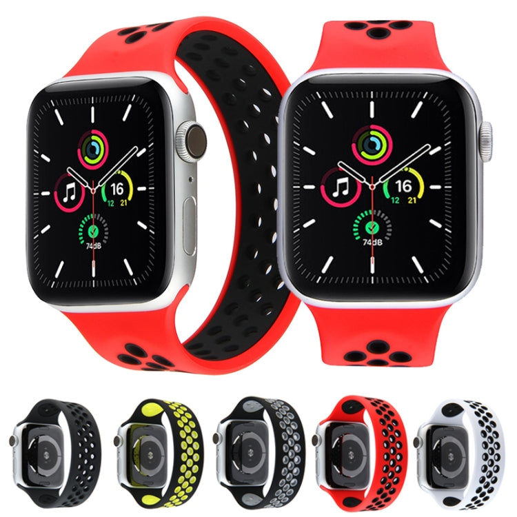 Elastic Silicone Watch Band For Apple Watch Series 7 41mm / 6 & SE & 5 & 4 40mm / 3 & 2 & 1 38mm, Length:150mm(Red Black) by bashfashion