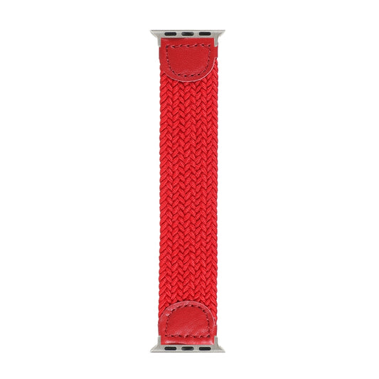 Nylon + Leather Braided Watch Band For Apple Watch Series 9&8&7 41mm / SE 3&SE 2&6&SE&5&4 40mm / 3&2&1 38mm, Size:L(Red) by bashfashion