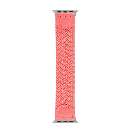 Nylon + Leather Braided Watch Band For Apple Watch Series 7 45mm / 6 & SE & 5 & 4 44mm / 3 & 2 & 1 42mm, Size:M(Rose Red) by bashfashion