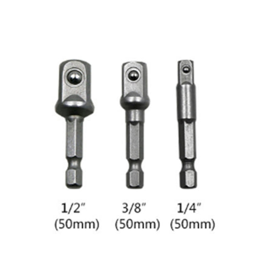 3 PCS/Set Socket Bit Extension Bar Hex Shank Adapter Drill Nut Driver Power Drill Bit(1/4, 3/8, 1/2 inch), Length:50mm by bashfashion
