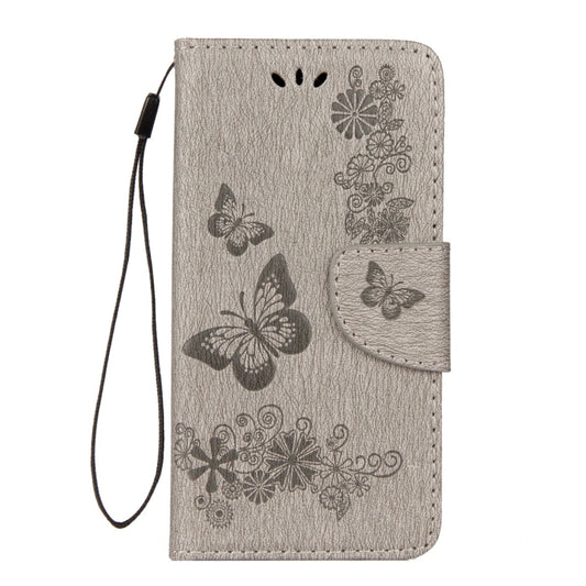 For Huawei P9 Lite Mini Vintage Embossed Floral Butterfly Pattern Horizontal Flip Leather Case with Card Slot & Holder & Wallet & Lanyard (Grey) by bashfashion