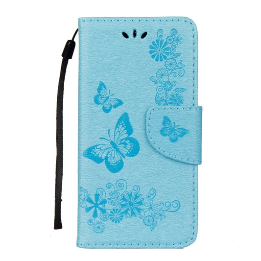 For Huawei P9 Lite Mini Vintage Embossed Floral Butterfly Pattern Horizontal Flip Leather Case with Card Slot & Holder & Wallet & Lanyard (Blue) by bashfashion