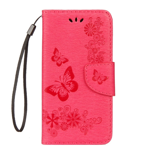 For Huawei P9 Lite Mini Vintage Embossed Floral Butterfly Pattern Horizontal Flip Leather Case with Card Slot & Holder & Wallet & Lanyard (Red) by bashfashion
