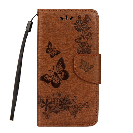 For Huawei P9 Lite Mini Vintage Embossed Floral Butterfly Pattern Horizontal Flip Leather Case with Card Slot & Holder & Wallet & Lanyard (Brown) by bashfashion