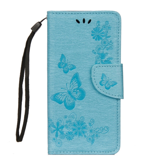 For Huawei P20 Lite Vintage Embossed Floral Butterfly Pattern Horizontal Flip Leather Case with Card Slot & Holder & Wallet & Lanyard (Blue) by bashfashion
