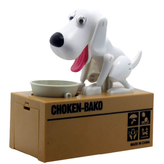 Creative Cartoon Edacious Puppy Automatic Money Eating Coin Saving Box, White Dog by bashfashion