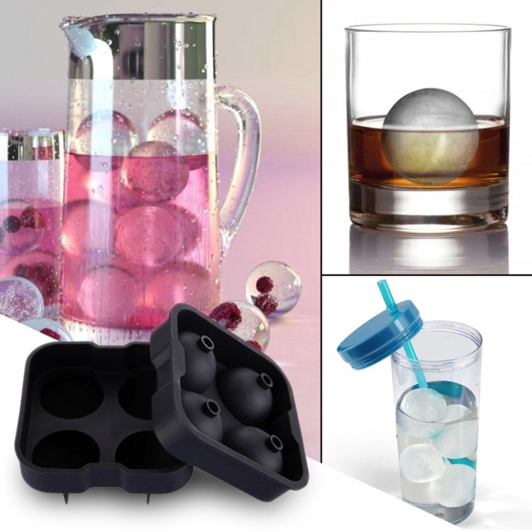 Ball Shape 4-Grid Silicone Ice Cube Mold by bashfashion