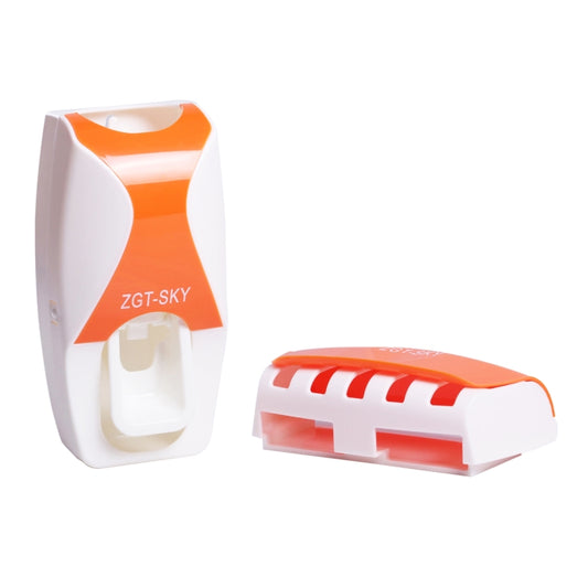 Automatic Toothpaste Dispenser Set with 5 Toothbrush Holder (Orange) by bashfashion