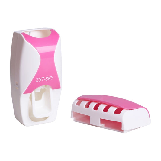Automatic Toothpaste Dispenser Set with 5 Toothbrush Holder (Pink) by bashfashion