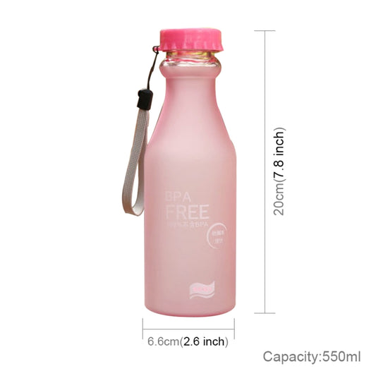 550mL Frost Leak-proof Plastic Portable Soda Bottle Sealed Simple Student Handy Beverage Bottle(Pink) by bashfashion