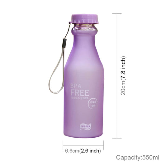 550mL Frost Leak-proof Plastic Portable Soda Bottle Sealed Simple Student Handy Beverage Bottle(Purple) by bashfashion