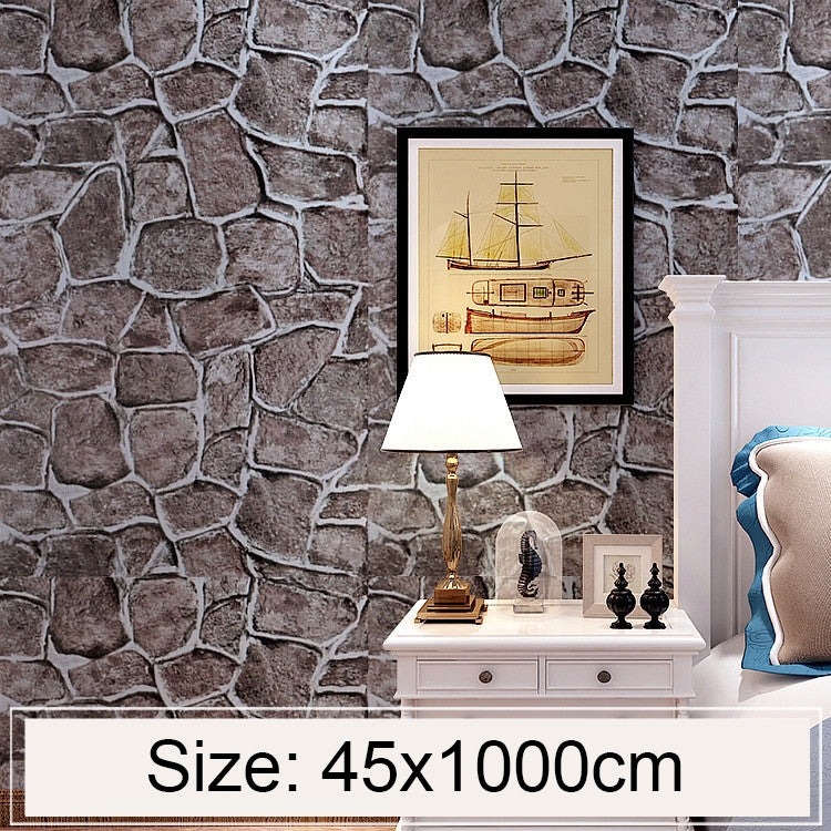 Fort Brick Creative 3D Stone Brick Decoration Wallpaper Stickers Bedroom Living Room Wall Waterproof Wallpaper Roll, Size: 45 x 1000cm by bashfashion