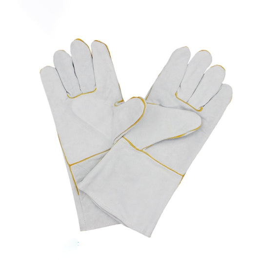 72# Wear-Resistant Full Two-layer Leather Insulation Gloves High Temperature Welding Welder Gloves Leather Work Protection, Size: 34*16cm by bashfashion