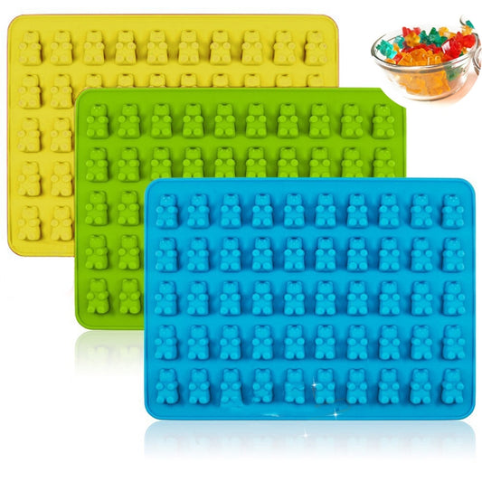 2 PCS 50 Holes Small Bear Chocolate Tray Silicone Mold Cookie Mold Candy Mold, Random Color Delivery, Size: 19*13.7*1cm by bashfashion